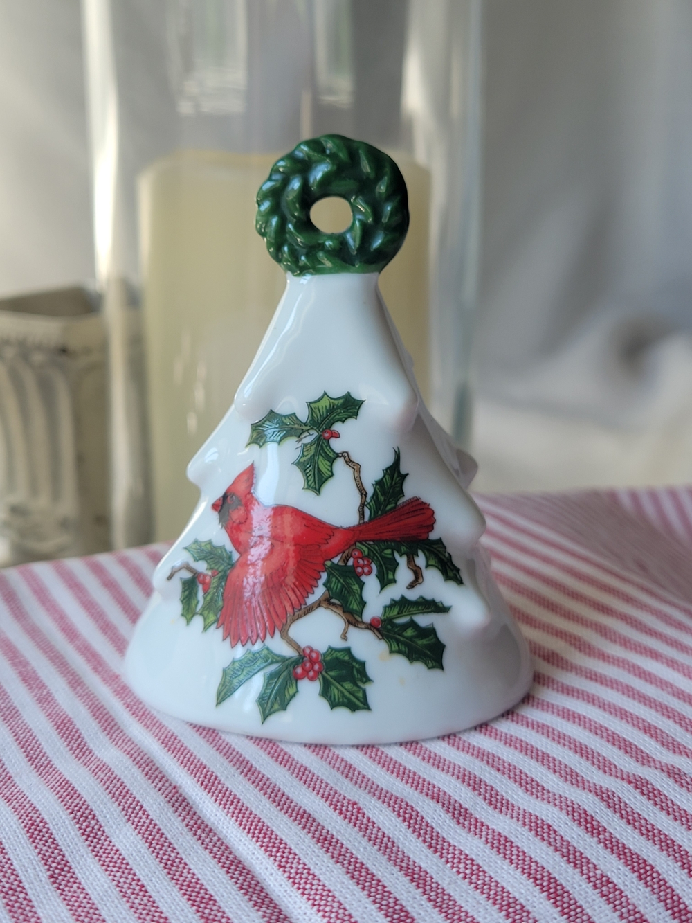 Lefton China Vintage Holiday Cardinal Porcelain Bell